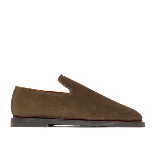 Slipper - Dark Olive Janus Calf Suede - VIBERG